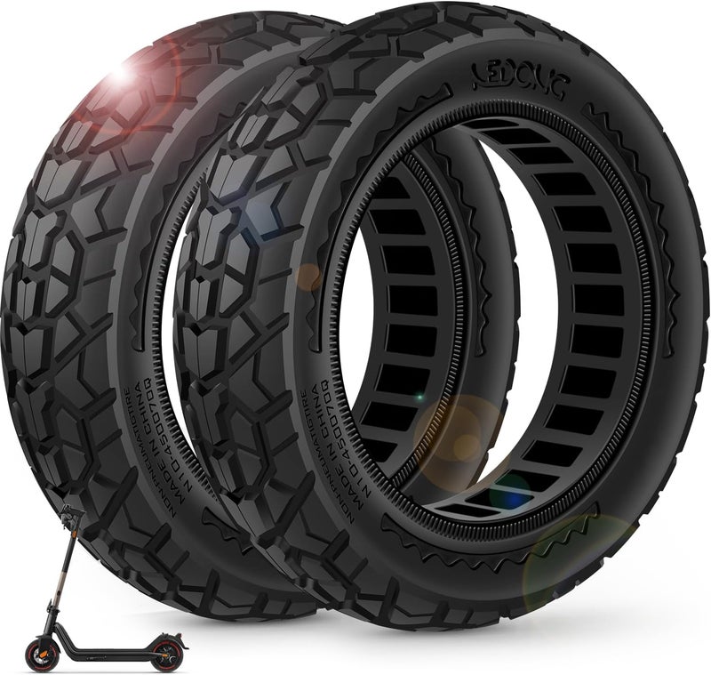 BANGTING إطارات سكوتر صلبة 2 عبوة 9.5x2.5-6.1 - بديل خالٍ من الثقوب لـ NIU KQi3 Pro/Max/Sport | قبضة على الطرق الوعرة وأمان ضد الثقوب (أسود) - Image 1